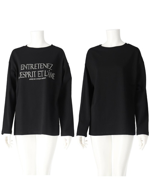 Settimissimo(セッティミッシモ)の「USAコットン フロッキープリント ロングTシャツ(Tシャツ/カットソー・レディース・オフホワイト/ブラック・FREE)」の15枚目の写真