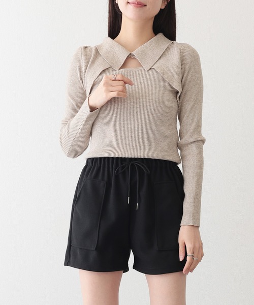 Lace Ladies(レースレディース)の「ソリッドカラー パッチポケット付き イージー キュロット パンツ(その他パンツ・レディース・ブラウン/ブラック/アイボリー・M/XL)」の5枚目の写真