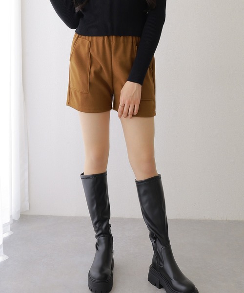 Lace Ladies(レースレディース)の「ソリッドカラー パッチポケット付き イージー キュロット パンツ(その他パンツ・レディース・ブラウン/ブラック/アイボリー・M/XL)」の7枚目の写真