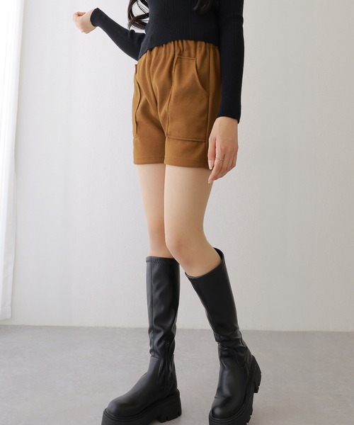 Lace Ladies(レースレディース)の「ソリッドカラー パッチポケット付き イージー キュロット パンツ(その他パンツ・レディース・ブラウン/ブラック/アイボリー・M/XL)」の9枚目の写真
