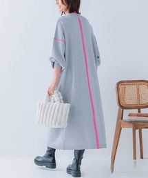 ミラノリブ配色ロングワンピース
