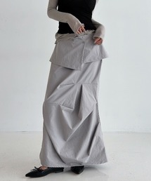 タックデザイン 2WAY ロングスカート 秋物 秋服 2026年秋冬