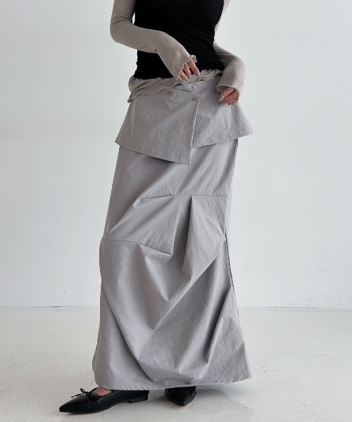 ROOPTOKYO(ループトウキョウ)の「タックデザイン 2WAY ロングスカート 秋物 秋服 2026年秋冬(スカート・レディース・グレー/チャコールグレー/ブラック・FREE)」の3枚目の写真
