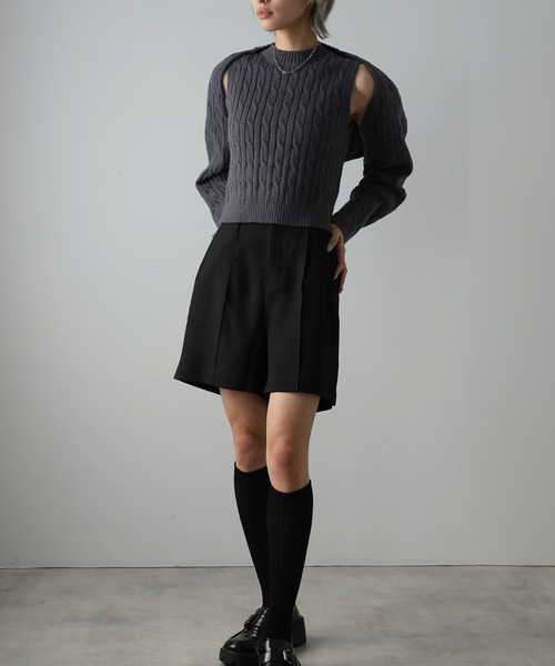 Doula Doula（ドゥーラドゥーラ）の「ピンタックショートパンツ（その他パンツ・レディース・モカ/ブラック/ライトベージュ/グレー・マルチサイズ）」の8枚目の写真