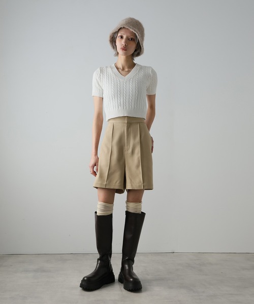 Doula Doula（ドゥーラドゥーラ）の「ピンタックショートパンツ（その他パンツ・レディース・モカ/ブラック/ライトベージュ/グレー・マルチサイズ）」の15枚目の写真