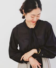 le.coeur blanc | セミダルドレープクロスボウタイブラウス(シャツ/ブラウス)