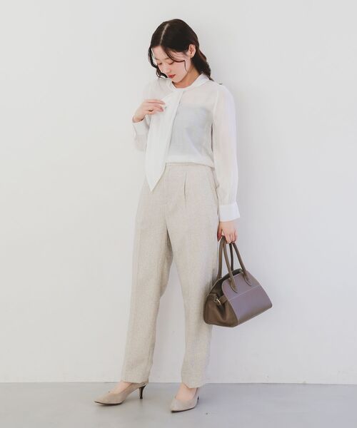 le.coeur blanc（ルクールブラン）の「セミダルドレープクロスボウタイブラウス（シャツ/ブラウス・レディース・オフホワイト/ブラック・38）」の9枚目の写真