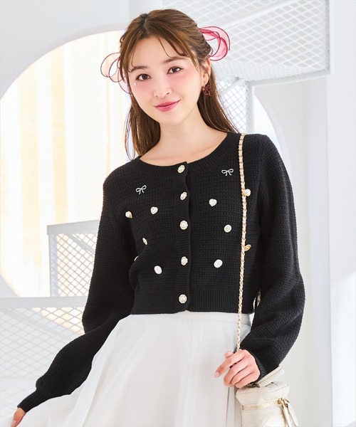 WILLSELECTION(ウィルセレクション)の「シャイニービジューカーディガン(カーディガン/ボレロ・レディース・ブラック/ピンク/オフホワイト・FREE)」の1枚目の写真