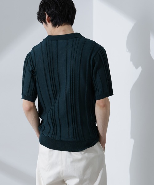 NANO universe（ナノユニバース）の「ストライプニットポロ　半袖（ポロシャツ・メンズ・ダークグリーン/レンガ/ネイビー・XL/L/M）」の8枚目の写真