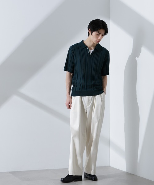 NANO universe（ナノユニバース）の「ストライプニットポロ　半袖（ポロシャツ・メンズ・ダークグリーン/レンガ/ネイビー・XL/L/M）」の10枚目の写真