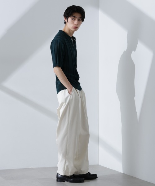 NANO universe（ナノユニバース）の「ストライプニットポロ　半袖（ポロシャツ・メンズ・ダークグリーン/レンガ/ネイビー・XL/L/M）」の11枚目の写真