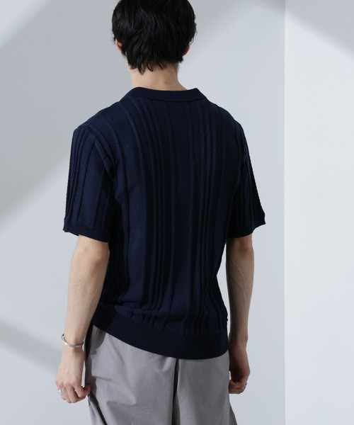 NANO universe（ナノユニバース）の「ストライプニットポロ　半袖（ポロシャツ・メンズ・ダークグリーン/レンガ/ネイビー・XL/L/M）」の15枚目の写真