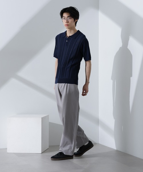 NANO universe（ナノユニバース）の「ストライプニットポロ　半袖（ポロシャツ・メンズ・ダークグリーン/レンガ/ネイビー・XL/L/M）」の17枚目の写真