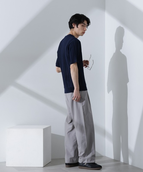 NANO universe（ナノユニバース）の「ストライプニットポロ　半袖（ポロシャツ・メンズ・ダークグリーン/レンガ/ネイビー・XL/L/M）」の18枚目の写真