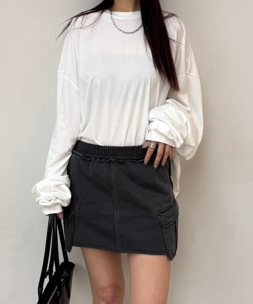 JOSE MOON(ジョゼムーン)の「LONG SLEEV OVER TSHIRT/ロングスリーブオーバーTシャツ(Tシャツ/カットソー・レディース・グレー/ブラック/ホワイト・FREE)」の13枚目の写真