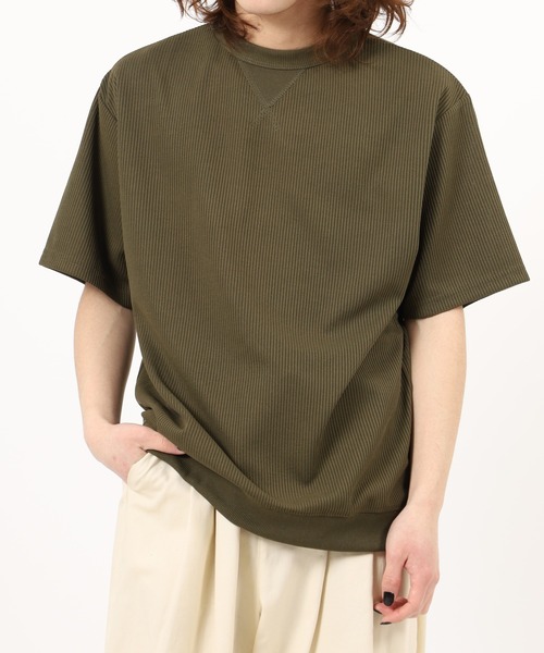 SAVAGE（サベージ）の「無地 テレコリブ ワイド ワッフル 半袖Tシャツ（Tシャツ/カットソー・メンズ・チャコールグレー/アイボリー/オリーブ/ネイビー/ブラック/ブラック系/ホワイト系/オリーブ系/グレー系/ネイビー系・L/LL/M）」の8枚目の写真