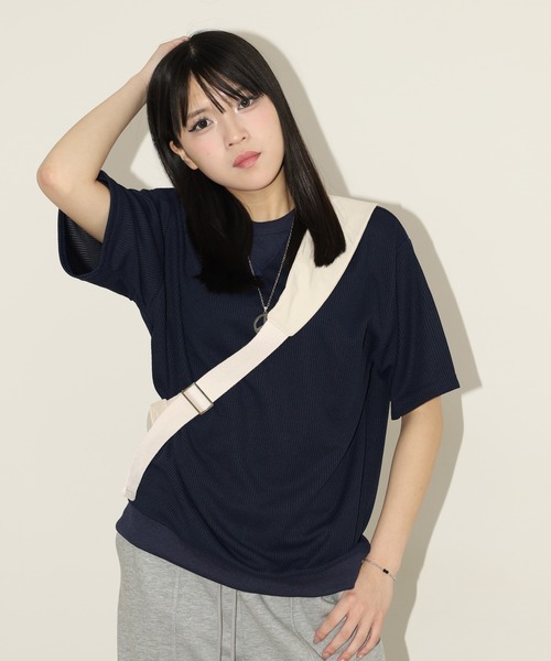 SAVAGE（サベージ）の「無地 テレコリブ ワイド ワッフル 半袖Tシャツ（Tシャツ/カットソー・メンズ・チャコールグレー/アイボリー/オリーブ/ネイビー/ブラック/ブラック系/ホワイト系/オリーブ系/グレー系/ネイビー系・L/LL/M）」の10枚目の写真