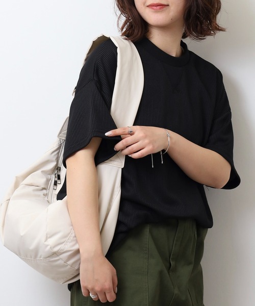 SAVAGE（サベージ）の「無地 テレコリブ ワイド ワッフル 半袖Tシャツ（Tシャツ/カットソー・メンズ・チャコールグレー/アイボリー/オリーブ/ネイビー/ブラック/ブラック系/ホワイト系/オリーブ系/グレー系/ネイビー系・L/LL/M）」の4枚目の写真