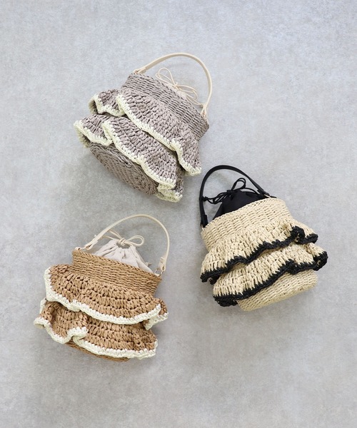 MIAN （ミアン）の「フリル2wayかごバッグ（かごバッグ・レディース・ベージュ/グレー/ブラック・FREE）」の7枚目の写真