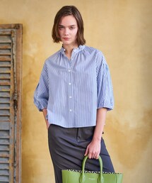 新品 DRESSTERIOR ドレステリア スタンドフリルブラウス 洗える】スタンドフリルボリュームスリーブブラウス（シャツ
