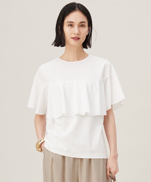 自由区(ジユウク)の「ハイツイストポンチフレアディティール カットソー(Tシャツ/カットソー・レディース・ダルブルー系/ライトグレー系/ネイビー系/アイボリー系・32)」の2枚目の写真