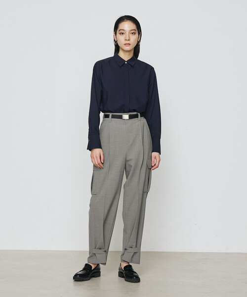 COMME CA（コムサ）の「ストライプタイプライター／バルキーオックスフォード シャツ（シャツ/ブラウス・レディース・ネイビー/ホワイト/ブルー・9号）」の7枚目の写真