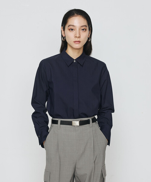 COMME CA（コムサ）の「ストライプタイプライター／バルキーオックスフォード シャツ（シャツ/ブラウス・レディース・ネイビー/ホワイト/ブルー・9号）」の9枚目の写真