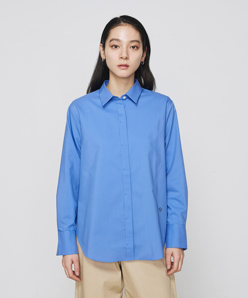 COMME CA（コムサ）の「ストライプタイプライター／バルキーオックスフォード シャツ（シャツ/ブラウス・レディース・ネイビー/ホワイト/ブルー・9号）」の13枚目の写真