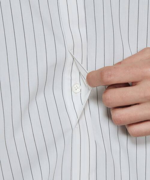 COMME CA（コムサ）の「ストライプタイプライター／バルキーオックスフォード シャツ（シャツ/ブラウス・レディース・ネイビー/ホワイト/ブルー・9号）」の21枚目の写真