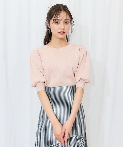 WILLSELECTION（ウィルセレクション）の「2WAYリボンラメニットプルオーバー（ニット/セーター・レディース・オフホワイト/ブラック/ピンク/オレンジ・FREE）」の5枚目の写真