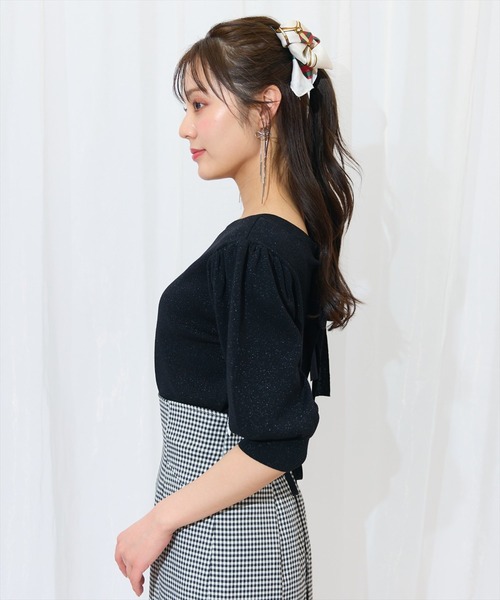 WILLSELECTION（ウィルセレクション）の「2WAYリボンラメニットプルオーバー（ニット/セーター・レディース・オフホワイト/ブラック/ピンク/オレンジ・FREE）」の22枚目の写真