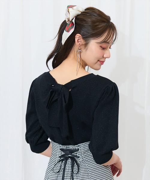 WILLSELECTION（ウィルセレクション）の「2WAYリボンラメニットプルオーバー（ニット/セーター・レディース・オフホワイト/ブラック/ピンク/オレンジ・FREE）」の20枚目の写真