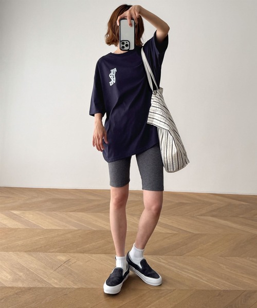 CANAL JEAN（キャナルジーン）の「El mar　リブバイカーレギンス（レギンス/スパッツ・レディース・チャコールグレー/ブラック・ONE SIZE）」の2枚目の写真