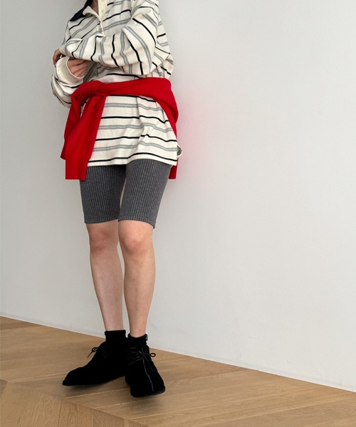 CANAL JEAN（キャナルジーン）の「El mar　リブバイカーレギンス（レギンス/スパッツ・レディース・チャコールグレー/ブラック・ONE SIZE）」の9枚目の写真