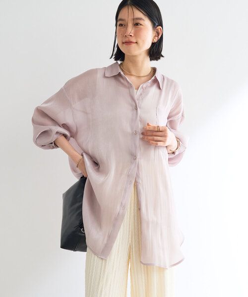 un dix cors(アンディコール)の「《軽やかな着心地》ソフトオーロララメシアーシャツ(シャツ/ブラウス・レディース・ブラック/アイボリー/ピンク・FREE)」の3枚目の写真