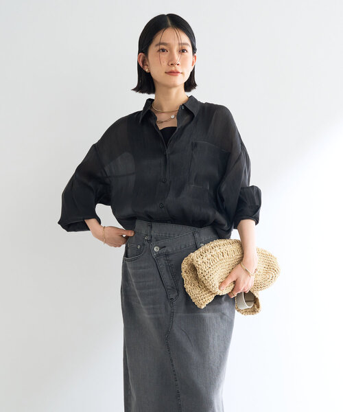 un dix cors(アンディコール)の「《軽やかな着心地》ソフトオーロララメシアーシャツ(シャツ/ブラウス・レディース・ブラック/アイボリー/ピンク・FREE)」の22枚目の写真