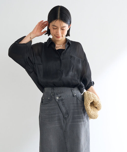 un dix cors(アンディコール)の「《軽やかな着心地》ソフトオーロララメシアーシャツ(シャツ/ブラウス・レディース・ブラック/アイボリー/ピンク・FREE)」の21枚目の写真