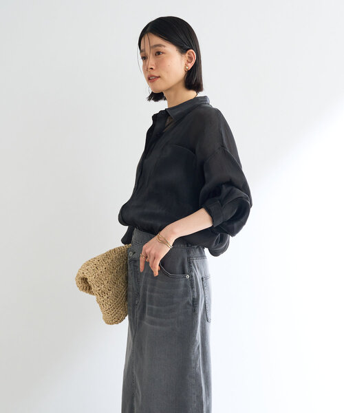 un dix cors(アンディコール)の「《軽やかな着心地》ソフトオーロララメシアーシャツ(シャツ/ブラウス・レディース・ブラック/アイボリー/ピンク・FREE)」の20枚目の写真