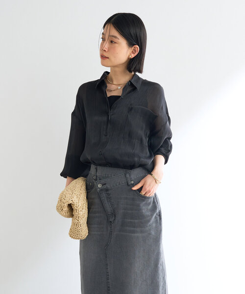 un dix cors(アンディコール)の「《軽やかな着心地》ソフトオーロララメシアーシャツ(シャツ/ブラウス・レディース・ブラック/アイボリー/ピンク・FREE)」の18枚目の写真