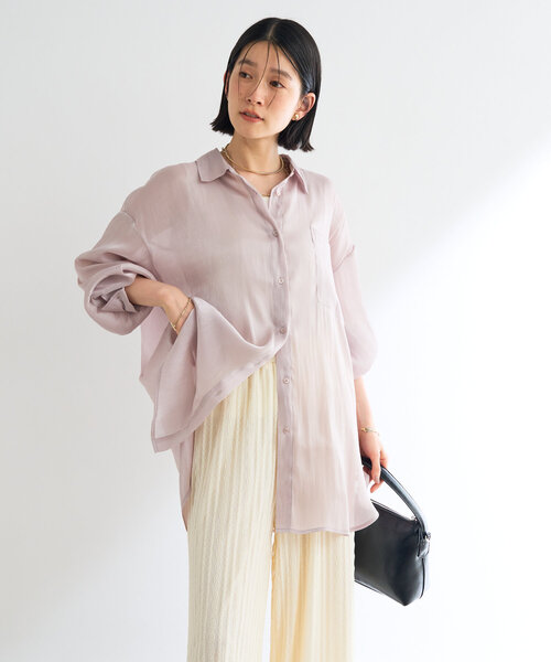 un dix cors(アンディコール)の「《軽やかな着心地》ソフトオーロララメシアーシャツ(シャツ/ブラウス・レディース・ブラック/アイボリー/ピンク・FREE)」の11枚目の写真