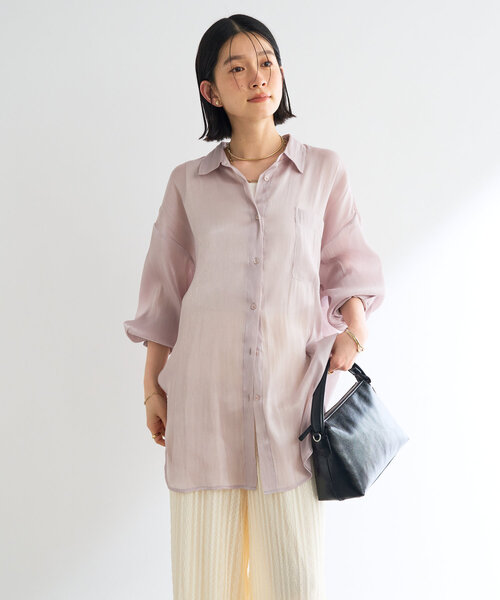 un dix cors(アンディコール)の「《軽やかな着心地》ソフトオーロララメシアーシャツ(シャツ/ブラウス・レディース・ブラック/アイボリー/ピンク・FREE)」の10枚目の写真