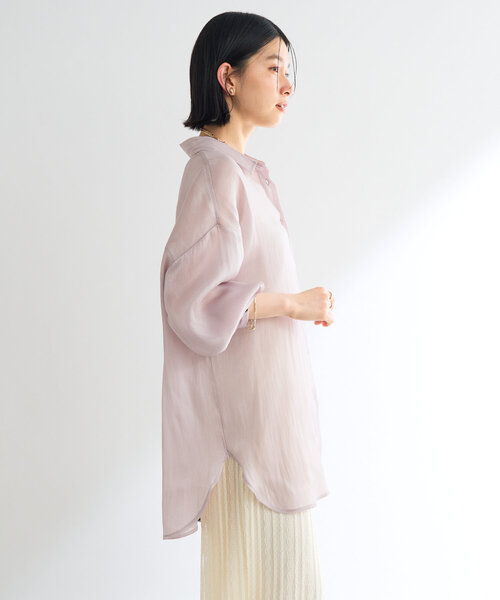 un dix cors(アンディコール)の「《軽やかな着心地》ソフトオーロララメシアーシャツ(シャツ/ブラウス・レディース・ブラック/アイボリー/ピンク・FREE)」の9枚目の写真