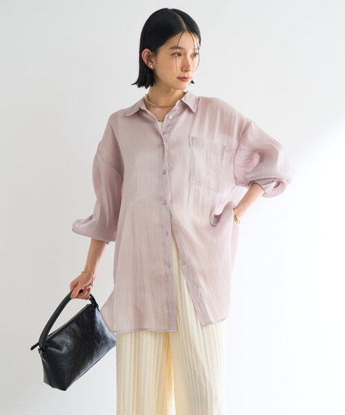 un dix cors(アンディコール)の「《軽やかな着心地》ソフトオーロララメシアーシャツ(シャツ/ブラウス・レディース・ブラック/アイボリー/ピンク・FREE)」の7枚目の写真