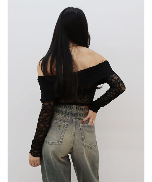 EVRIS（エヴリス）の「レースオフショルカットトップス（Tシャツ/カットソー・レディース・ブラック/ホワイト/グレー・FREE）」の22枚目の写真