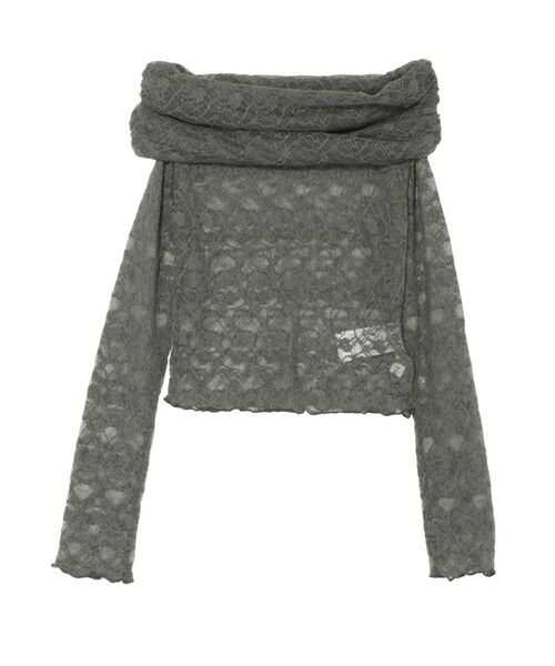 EVRIS（エヴリス）の「レースオフショルカットトップス（Tシャツ/カットソー・レディース・ブラック/ホワイト/グレー・FREE）」の10枚目の写真