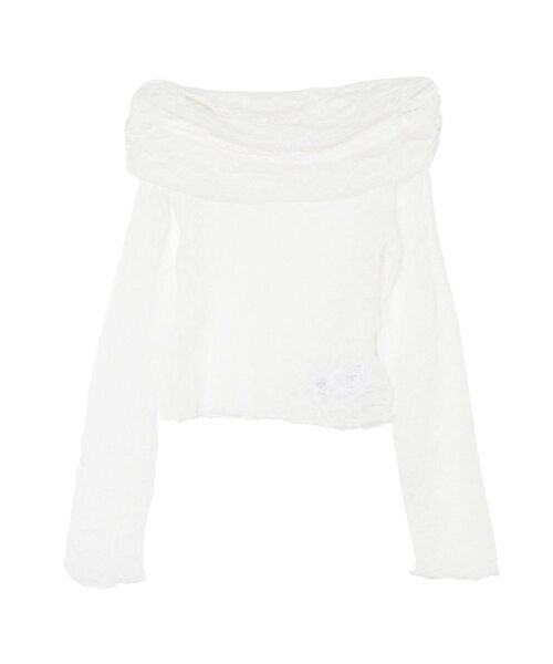 EVRIS（エヴリス）の「レースオフショルカットトップス（Tシャツ/カットソー・レディース・ブラック/ホワイト/グレー・FREE）」の12枚目の写真