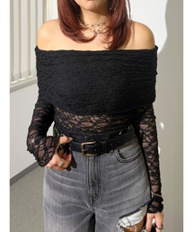 EVRIS | レースオフショルカットトップス(Tシャツ/カットソー)