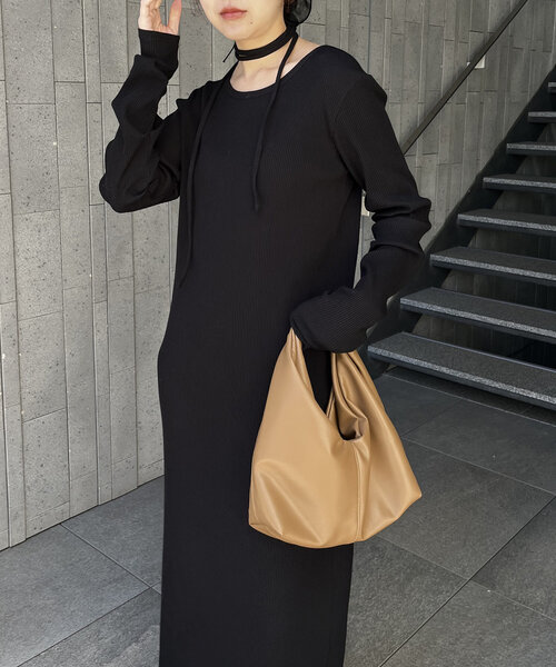 CAPRICIEUX LE'MAGE（カプリシューレマージュ）の「【低身長サイズあり】チョーカーSETリブワンピース（ワンピース・レディース・ベージュ/ブラック・PS/FREE）」の11枚目の写真