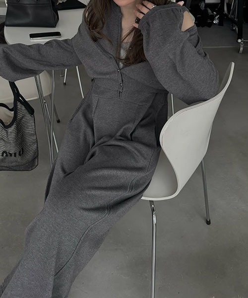 セール】side pattern no sleeve knit all-in-one（つなぎ