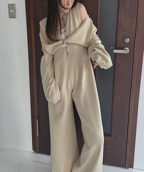 willfully ウィルフリー　サロペット　オールインワン セール】removable shoulder ribbon all-in-one（つなぎ
